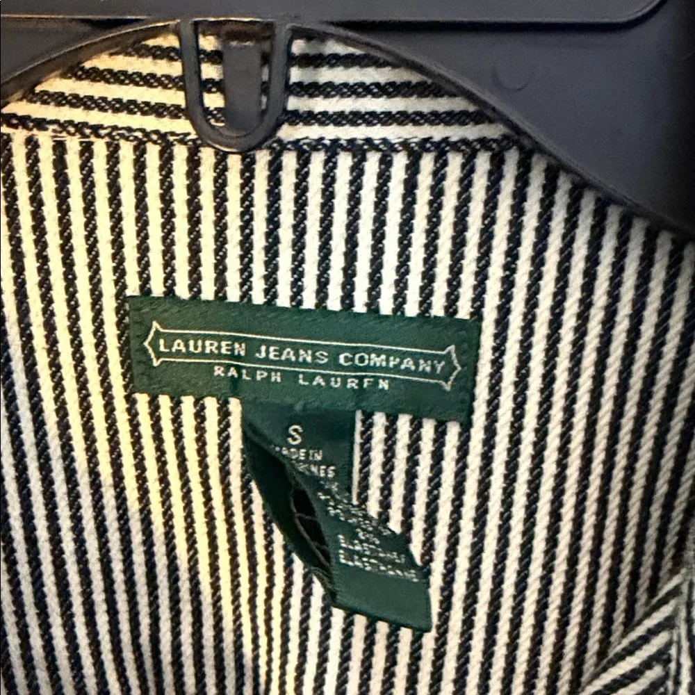 Ralph Lauren Black and White Striped Cotton Jean Jacket - Picture 2 of 7